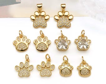 1/2/3pcs 18K Real Gold Plated Brass Cat Paw Dog Paw Charms Pendants for DIY Bracelets Necklaces Earring Jewelry Making Accessories