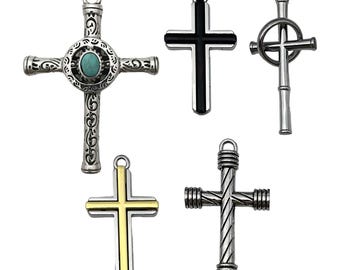 5pcs Vintage Cross Charms Alloy Gothic Pendants for DIY Bracelets Necklaces Earrings Jewelry Making Accessories