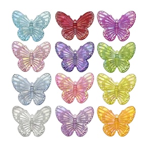 12/20 peças 22*30 mm pingentes de resina de borboletas coloridas para pulseiras, colares, brincos, acessórios para fazer joias