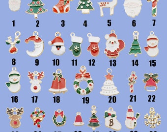 10pcs/Lot Mix Enamel Christmas charms Reindeer charms Santa Charms Pendant DiY Jewelry Necklace Bracelet Pendants Accessory