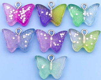 10pcs Fashion Multicolor Resin Butterfly Pendant Accessories For Women Necklace Bracelet For DIY Jewelry Making