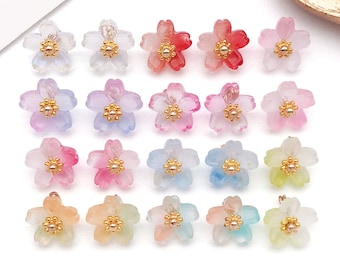 20pcs 9*11mm Glass Cherry Blossom Charms Flowers Pendants for DIY Bracelets Necklaces Earrings Jewelry Making Accessories