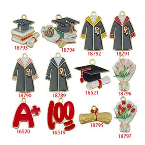 10/12 st. Emalj Graderingssäsong Berlocker Legering Kandidatuniform, Testpapper Design Hängen för DIY Smyckestillverkning Tillbehör bild 2