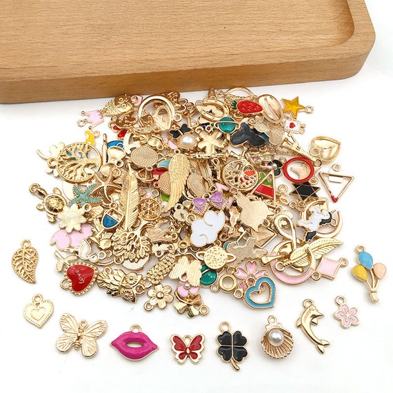  300Pcs Charms for Jewelry Making, Wholesale Bulk Assorted  Gold-Plated Enamel Charms Earring Charms for DIY Necklace Bracelet Jewelry  Making and Crafting
