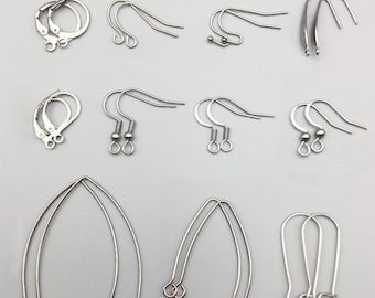 20/40/60pcs Surgical stainless steel ear hook，French Wire Stainless Steel Hook Earring Ear Wire For DIY Jewellery Making Earrings Findings