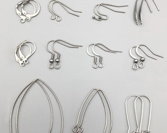 100pcs 316 Stainless Steel French Earwires – Dangle Earring Hooks, 20x4mm, Silver Tone