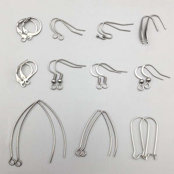 20/40/60pcs Surgical stainless steel ear hook，French Wire Stainless Steel Hook Earring Ear Wire For DIY Jewellery Making Earrings Findings