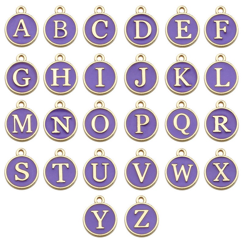 10pcs/Lot Colorful Alphabet Letter Double Face Enamel Charms Pendants for Necklace Bracelets Jewelry Making Handmade Craft image 2