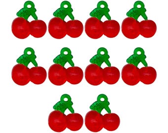 10/20pcs 19*21mm 3D Simulated Cherry Charms Acrylic Fruits Pendants for DIY Bracelets Necklaces Earrings Jewelry Making Accessories