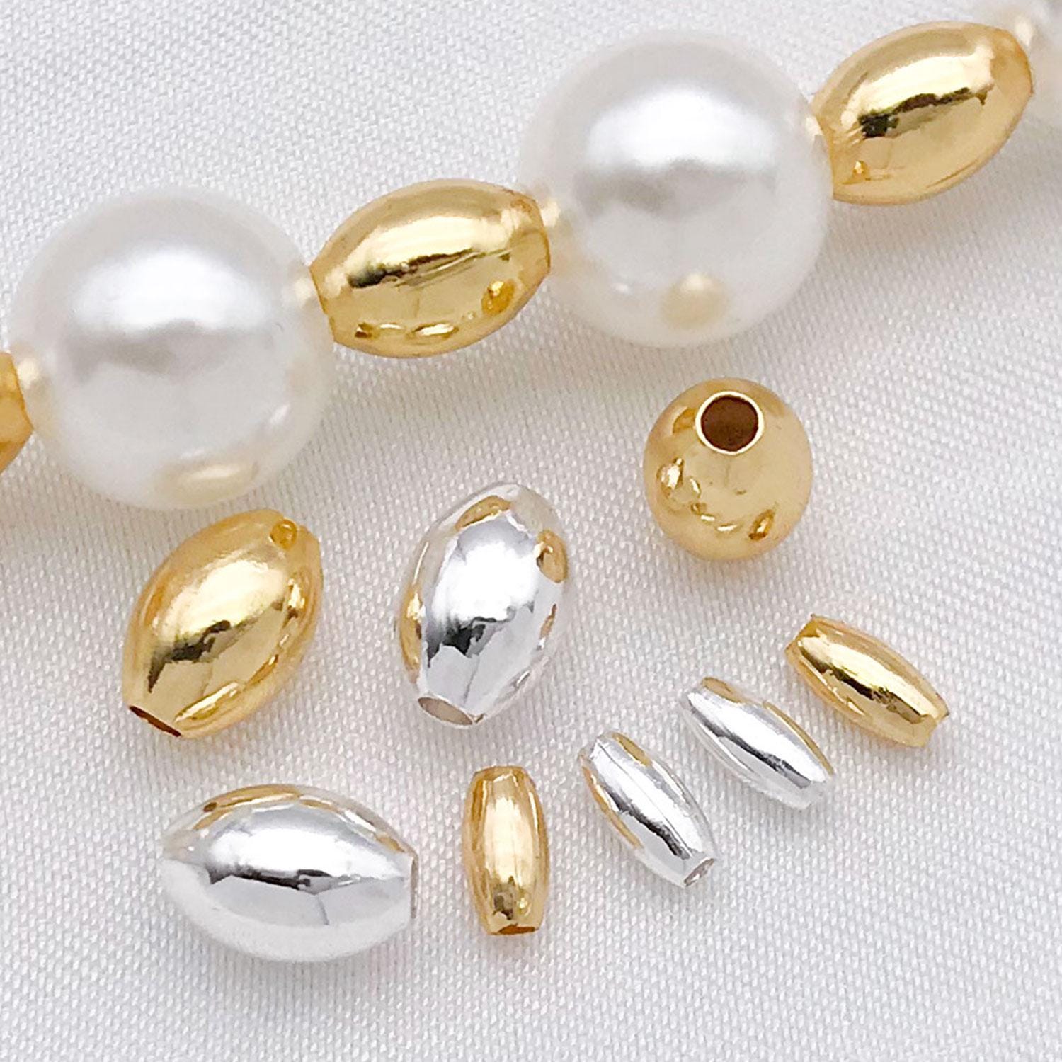 Perline Rotonde Placcate Oro 14K - 300 Pezzi Da 4mm Per Creazione Gioielli