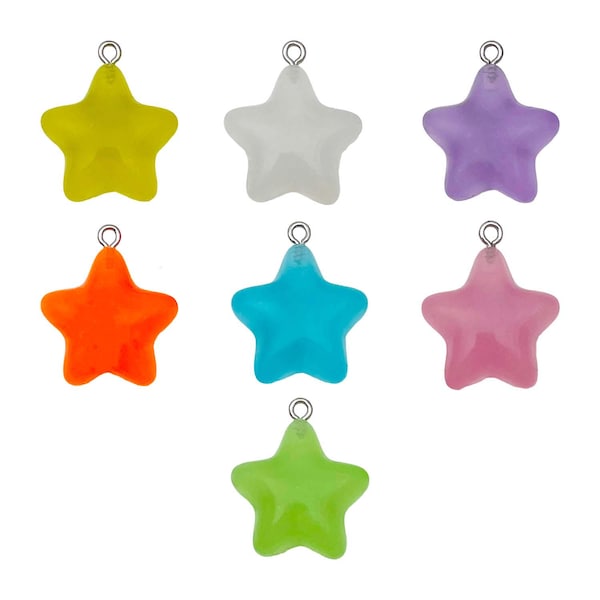10pcs 23*27mm Luminous Star Charms Resin 3D Pendants for DIY Bracelets Necklaces Earrings Jewelry Making Accessories