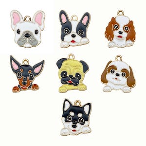 10pcs Enamel Cute Cartoon Dog Charms Alloy Animal Pendants for DIY Bracelet Necklace Earrings Jewelry Making Accessories