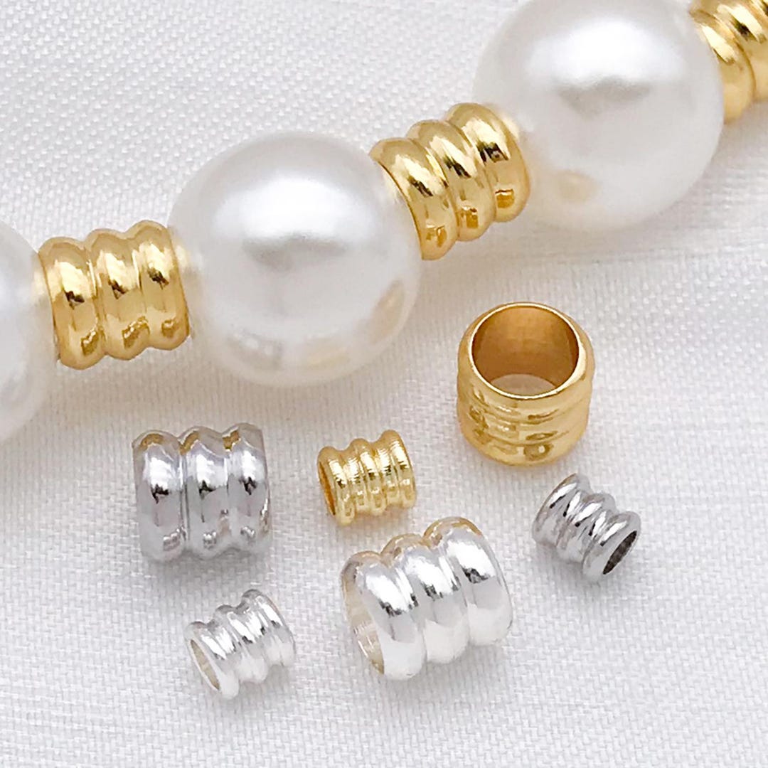 20pcs 18K Real Gold Plated Brass Beads, Threaded Spacer Beads Beads ...