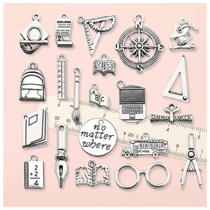 20/21pcs Graduation Season Charms Alloy Books, Certificates, Ruler Pendants for DIY Bracelets Necklaces Jewelry Making Accessories image 6