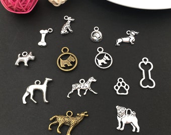 20/40/60 amuletos de perro, amuletos de raza de perro, amuleto adicional para amuleto de pulsera o amuleto de collar. Christian Charm Dog Charm Set Lote Colección