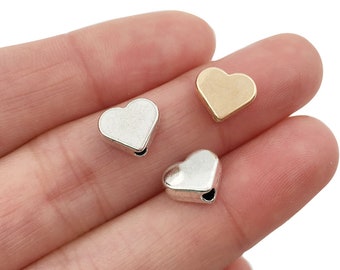 10/20/30pcs Gold Heart Spacer Beads, Heart-Shaped Spacer Beads, Bracelet Spacer Beads 7x8mm