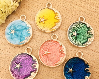 5/10/15pcs Starry sky  Charms Enamal Moon pendant enamal charm enamal Moon Pendants, Pendants and Charms for Necklace, Celestial Charms