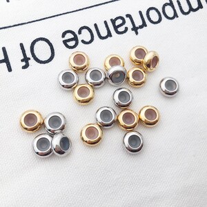 10/20/30pcs Perles en caoutchouc en acier inoxydable, 8mm Seamless Round Silicone Stopper Positionnement réglable En gros BULK DIY Bijoux Résultats image 2