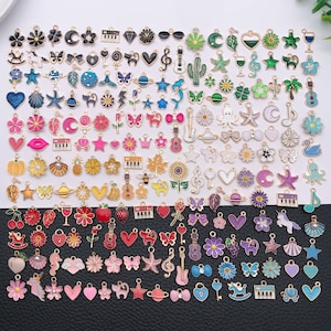 20/200pcs Enamel Charms Alloy Various Styles Pendants For DIY Bracelets Necklaces Earrings Jewelry Making Accessories