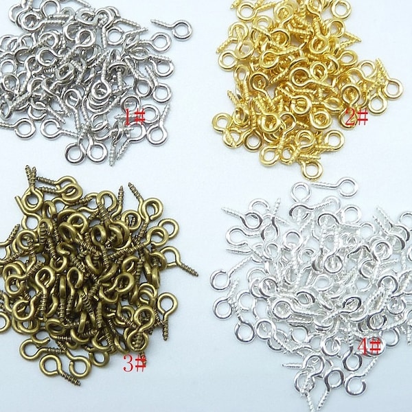 500pcs 4x9mm finish eyehook screw eyepin connector Rings Finished Screw Eye Hook EyeHook Pins Eyepin clasps