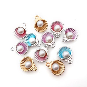 10/20/30pcs Sea Shell Charm, Clam Shell Charm, Sea Shell met Pearl Charm, Beach Thema Charm, Pearl Seashell Jewelry Supplies 15x12mm