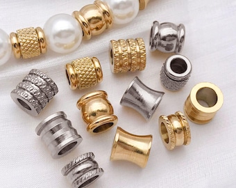 10/20/30 cuentas espaciadoras de acero inoxidable con agujero de 4/5 mm, cuentas sueltas grandes para hacer pulseras, collares y joyas, accesorios.