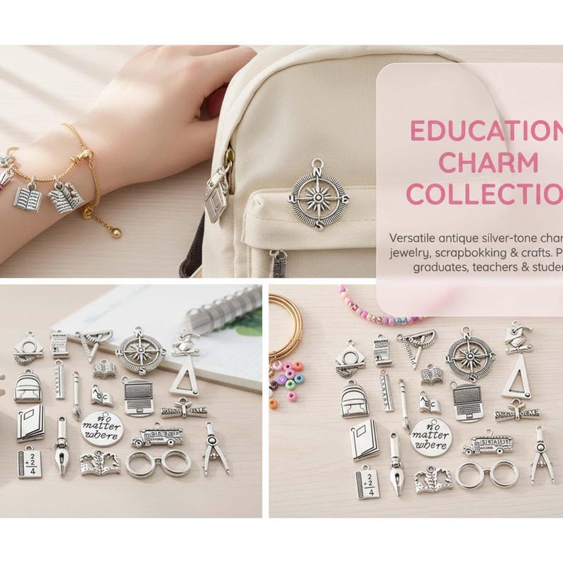 20/21pcs Graduation Season Charms Alloy Books, Certificates, Ruler Pendants for DIY Bracelets Necklaces Jewelry Making Accessories image 7
