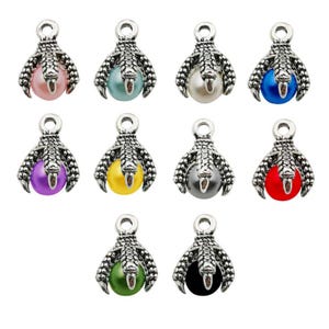 20pcs 10*16mm Colorful Alloy Dragon Claw with Ball Charms Pendants for DIY Bracelet Necklace Jewelry Making Accessories