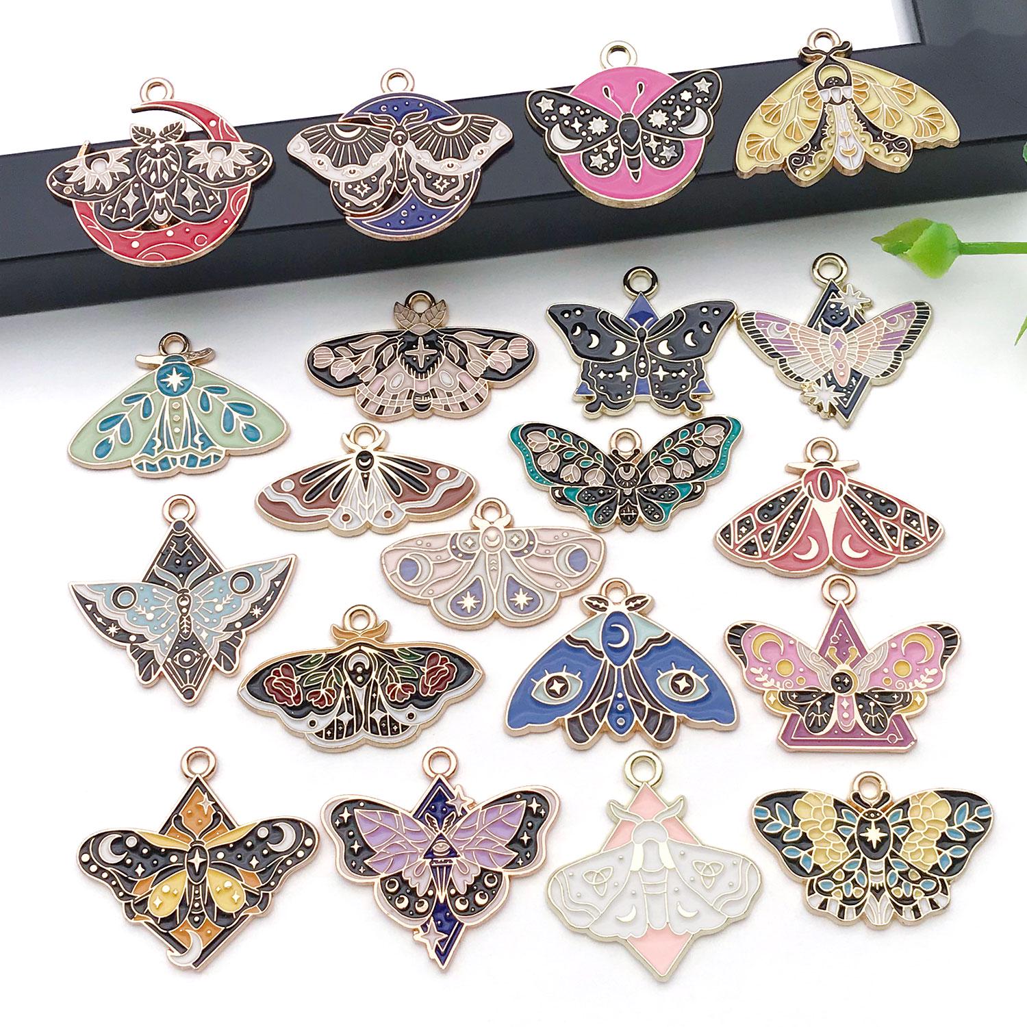 アクセサリーパーツ Butterfly 20pcs Enamel Butterfly, Moth Charms Alloy Halloween Decoration