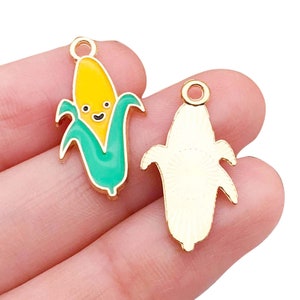 5/10pcs 12*23mm Enamel Thanksgiving Charms Alloy Corn Design Pendants For DIY Bracelet Necklace Jewelry Making Accessories