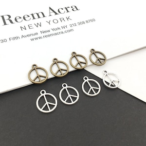 30/60/90PCS Bulk Plated Peace Charm Peace Pendant Peace Symbol Peace Necklace Bracelet Charms Peace Symbol Charms Pendant for Jewelry Making