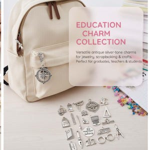 20/21pcs Graduation Season Charms Alloy Books, Certificates, Ruler Pendants for DIY Bracelets Necklaces Jewelry Making Accessories image 3