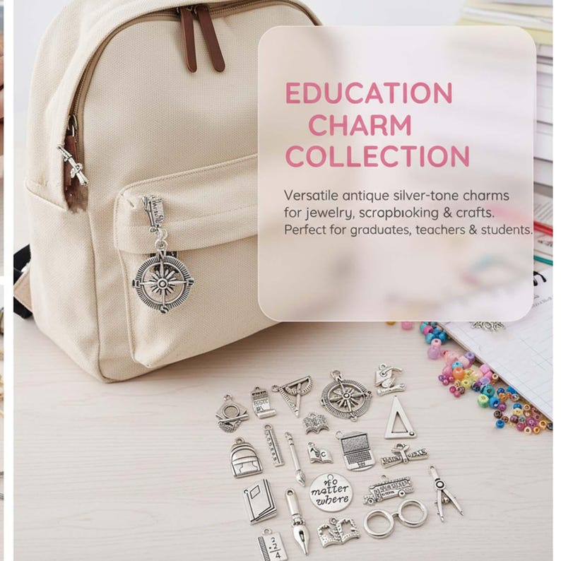 20/21pcs Graduation Season Charms Alloy Books, Certificates, Ruler Pendants for DIY Bracelets Necklaces Jewelry Making Accessories image 3