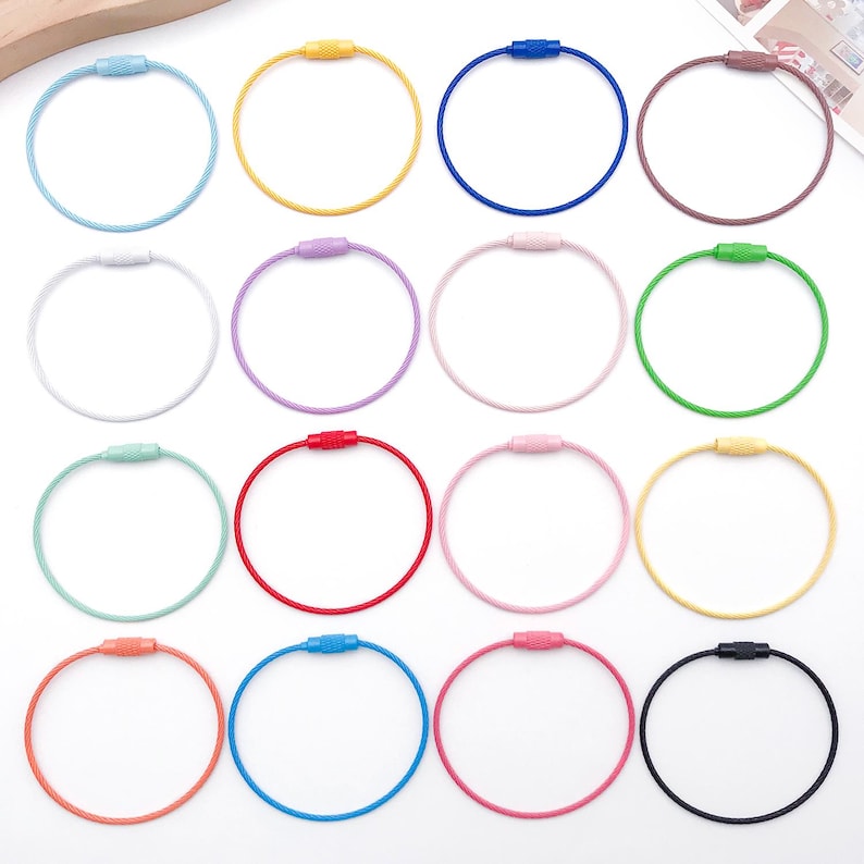 Loop Rope Through Key Ring 10/20/30pcs Stainless Steel Wire Keychain Ring Key Keyring Circle Rope ...