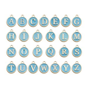 10pcs/Lot Colorful Alphabet Letter Double Face Enamel Charms Pendants for Necklace Bracelets Jewelry Making Handmade Craft image 9