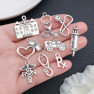 20/21pcs Alloy Medical Tool Charms Doctor Nurse Pendants for DIY Necklace Bracelet Earrings Jewelry Making Accessories image 4