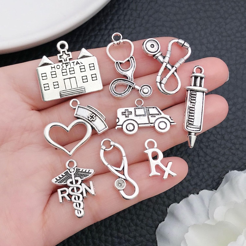 20/21pcs Alloy Medical Tool Charms Doctor Nurse Pendants for DIY Necklace Bracelet Earrings Jewelry Making Accessories image 4