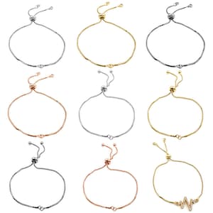 5/10/15Stk Gold/Silber/Roségold/Schwarz Verstellbares Halbfertiges Schiebearmband,Halbfertiges Armband mit Gummistopper Perlen