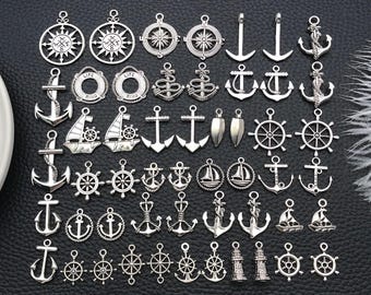 20/52 piezas de dijes náuticos vintage de aleación con diseño de ancla de barco para pulseras, collares, pendientes y accesorios para hacer joyas.