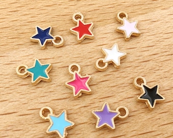 10/20/30PCS stars charms Enamel stars Five-pointed star Enamel Charms Alloy Charm Pendant Earring Charm Necklace Charms Bracelet