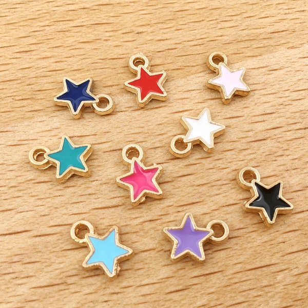 10/20/30PCS étoiles charmes Émail étoiles Étoile à cinq branches Émail Charmes Alliage Charme Pendentif Boucle D'oreille Charme Collier Charms Bracelet