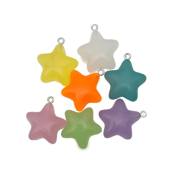 Mix 5/10pcs 23*27mm Colorful Stars Design Charms Luminous Resin Pendants for DIY Bracelets Necklaces Jewelry Making Accessories