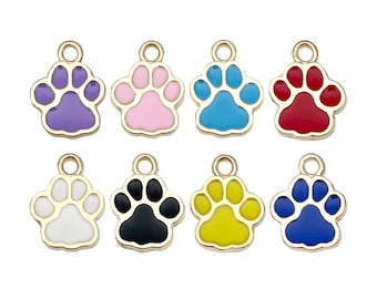 10pcs Cute Cat Paw Dog Paw Design Charms Alloy Animal Paw Print Pendants for DIY Bracelet Necklace Jewelry Making Accessories