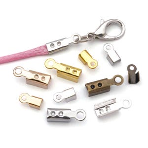 500 st metallkrymppärlor ändkapslar fästspänne passande, rund läderkoppling, för DIY armband halsband smyckestillverkning tillbehör