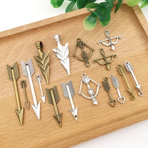 10/20/30 Stück Antike Silber Bogen Pfeil Charms ， BULK Pfeil Charms ， Suche DIY Accessoire Schmuck machen Bastelbedarf