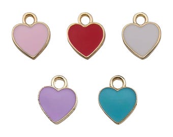 10/20/30pcs 10*12mm Enamel Heart Charms Alloy Valentine's Day Pendants For DIY Bracelets Necklaces Earrings Jewelry Making Accessories