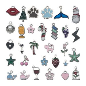 20/30 pezzi di ciondoli in smalto colorato in lega, vari stili, pendenti per bracciali fai da te, collane, orecchini, accessori per la creazione di gioielli