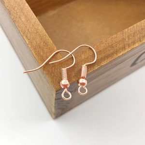 May include: Two rose gold earring hooks with a small ball at the end of each hook.