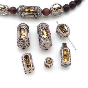 1/2/3 st tibetanska legeringspärlor, sex tecken mantra lyckobringande molnpappersmönster hinkpärlor, för DIY smyckestillverkning tillbehör