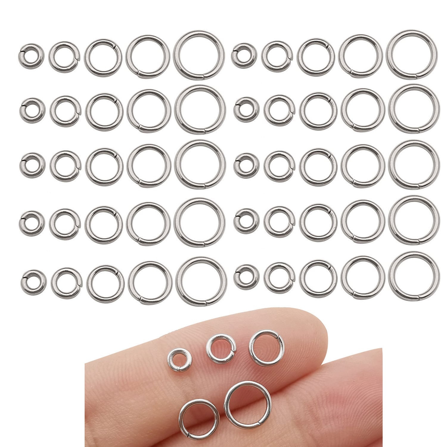 100pcs Stainless Steel Jump Rings Split Ring Connectors for Necklace Bracelets Accessories Jewelry Making